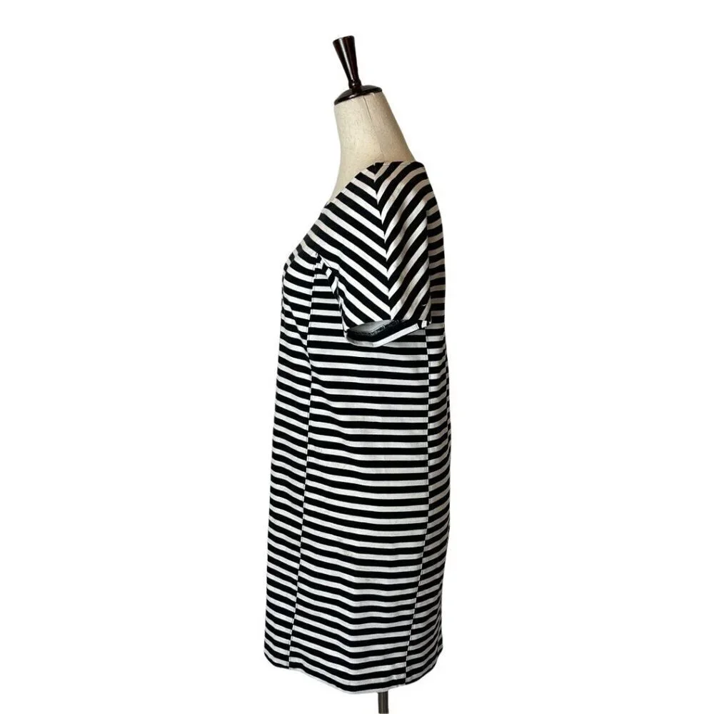 J. Crew‎ Black and White Striped Short Sleeve Crewneck Mini Dress Size XS